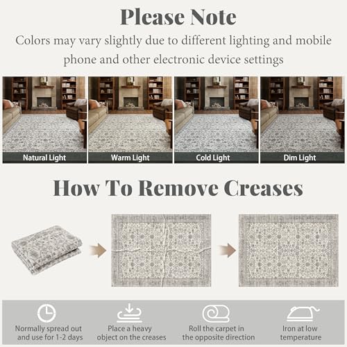 Machine Washable Hallway Runner Rug: 2'x6' Kitchen Rugs - color: Beige/Grey/Multi, size: 2' x 6' (Rectangular)