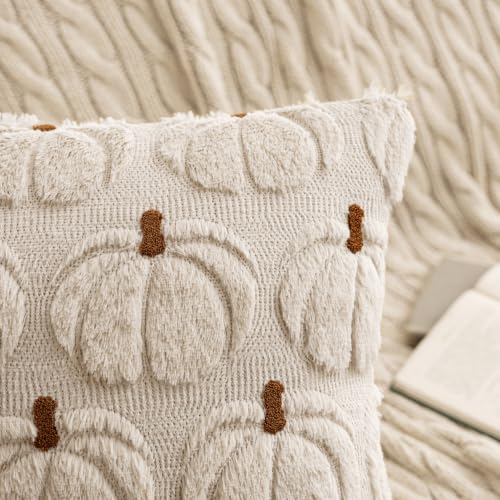 MIULEE Fall Pumpkin Pillow Covers Fall Decor Beige Brown Stem 16x16 - color: Beige Brown Stem, size: 16" x 16" (Pack of 2)