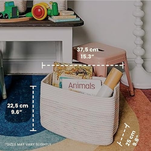 OrganiHaus Rainbow Baskets for Shelves, Set of 3, 15x9x10 - color: Stitches Rainbow