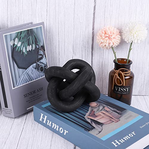 Jlong Wood Knot Decor Chain Link Modern Farmhouse Boho Coffee Table Accent - color: Black