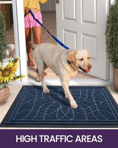 DEXI Front Door Mat Outside Entrance 32x48, Heavy Duty Non Slip, Blue - color: Blue, size: 32" X 48" (Rectangular)