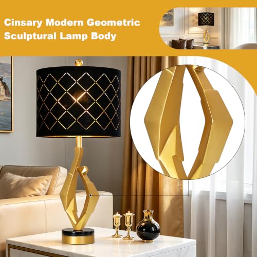 CINSARY 30" Tall Black and Gold Table Lamps Set of 2 for Living Room - color: Gold Black