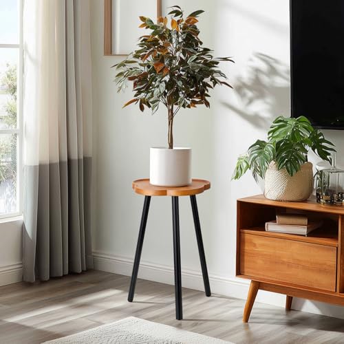 KINNARY Plant Stand Indoor, Wood Plant Table Plant Holder with Raised Design,Heavy Duty Metal Flower Pot Stand, Mid Century Modern Home Decor Small Side End Table(Clr.2-Flower 20" H) - color: Walnut flower 11.8"x20"