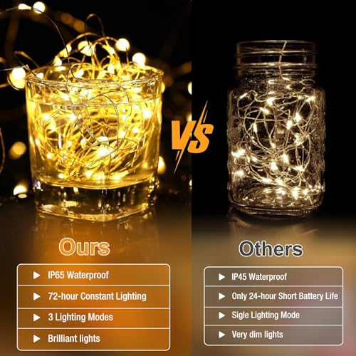 12 Pack Fairy Lights Battery Operated - 7ft 20 Led Twinkle Lights 3 Modes, Bulk Mini String Lights Waterproof for Mason Jars Vases DIY Party Wedding Decoration Christmas -Warm White - color: Warm White, size: 12 Pack
