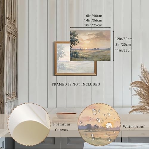 XOCUUI Unframed Wall Art Vintage Canvas Wall Art Fall Sunset Nature Landscape Artwork Prints Picture for Living Room Bedroom Farmhouse Bathroom Office Decor, 8x10 - color: Sunset field, size: 10"L x 8"W