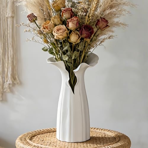 Abstract Irregular Ceramic Vase, White - size: 16" x 12" x 28"