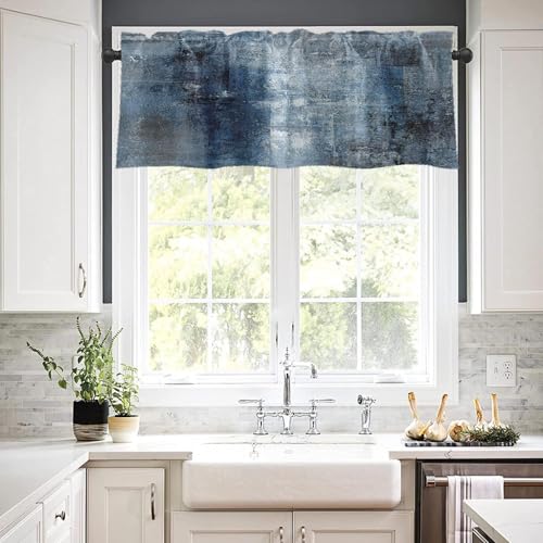 Emvency Valances for Windows, 2 Pack, 52x12 Inch, Abstract Blue - color: Abstract Blue, size: 52"W x 12"L (Pack of 2)