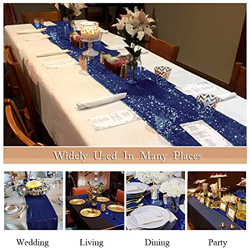 ShinyBeauty Sequin Table Runner Navy Blue Sequins Table Linen Elegant Runners for Rectangle Table Navy 12x72-Inches Glitter Table Cover Birthday Party Supplies - color: Navy Blue, size: 12x72