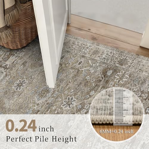 Zeeinx 2x8 Runner Rug Grey Brown Vintage Washable Runner Rugs for Hallway - color: Antique/Moss, size: 2'*8'(Runner)