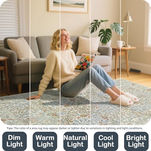 5x7 Washable Area Rugs for Living Room Soft Carpet (Beige Blue) - color: Beige Blue, size: 5' x 7' (Rectangular)