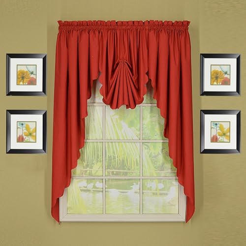 Today's Curtain, Orleans Scallop Curtain, Brick Red Fan Insert, 30" W x 40" L, Brick Red - color: Brick Red, size: 30"W x 40"L (Pack of 1)