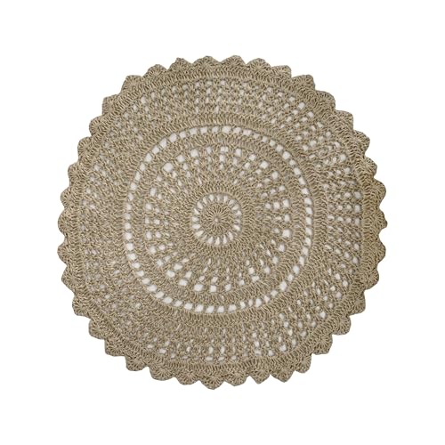 THE BEER VALLEY Jute Hand Crochet Rug 3 Feet Round - Natural - color: Natural, size: 3' (Round)