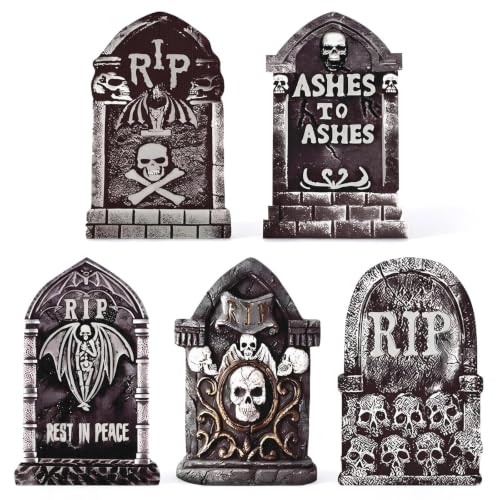 17" Halloween Tombstones Outdoor Graveyard Decorations,5-Pack - size: 17INCH
