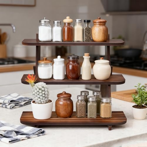 Wooden Display Stand, Tiered Cupcake Stand, 3 Tier Display Stand Riser - color: H-Walnut-L-2Pcs