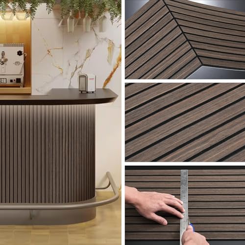 Wood Panels for Wall 2 PCS - Extra-Long Wood Slat Wall Panel - DIY Acoustic & Soundproof Wood Wall Panels - 3d Wall Panels Peel and Stick Noise Reducing Feature Wall - (Black 11.8" W x 94.5" L) - color: Smoked Wood-2 Packs