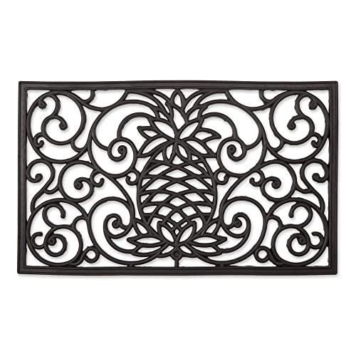 DII High Traffic All-Weather Rubber Doormat, 18x30, Welcome Scroll - color: Pineapple Scroll, size: 1'6" x 2'6" (Rectangular)