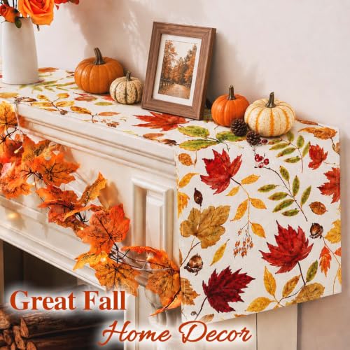 ONFAON Fall Decorations for Home, Fall Maple Leaves Table Runner - size: table runner-Fall Leave