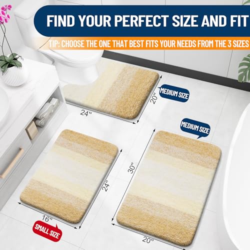 OLANLY Luxury Toilet Rugs U-Shaped 24x20, Soft Absorbent Microfiber Mat - color: Light Yellow, size: 24" X 20" Contour Rug