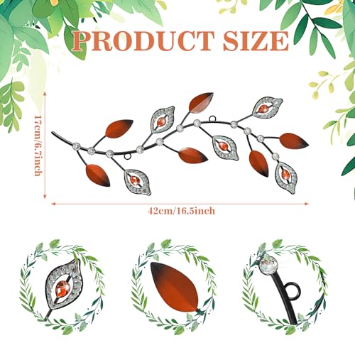 Cityelf 3 Set Crystal Leaf Wall Art Sculpture Iron Tree Leaves Branch Hanging Wall Décor Jeweled Bling Home Deor Acrylic Diamond Accent … - color: rust red leaves set 3