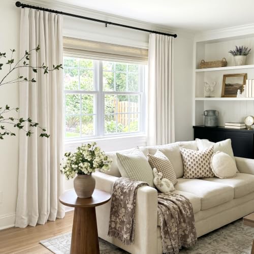 INOVADAY White 100% Blackout Curtains for Bedroom 90 Inch Long - color: Beige White, size: 50"W x 90"L (Pack of 2)