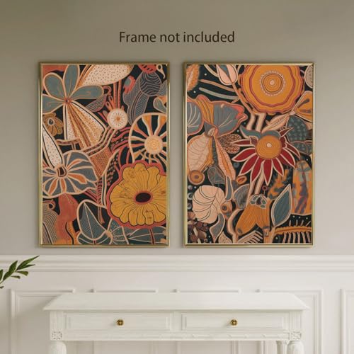 Boho Floral Wall Art Mid Century Modern Art Abstract Flower Canvas Wall Decor Canvas Wall Art Colorful Botanical Room Bedroom Office 16x24inch Unframed Set of 2 - color: flowers-c, size: 24"L x 16"W