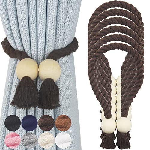 Magnetic Curtain Tiebacks Decorative Tie Back Drapes Holdbacks Nieffeiy - color: Coffee