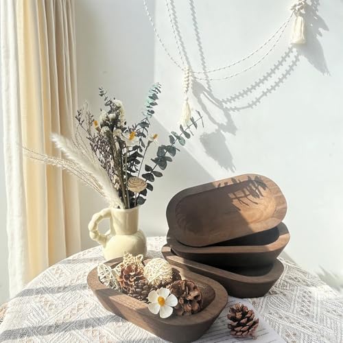 Wooden Dough Bowl 4 Pack Handmade Decorative Bowls for Candle Making