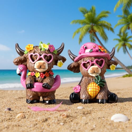 Karenhi 2 Pcs Flamingo Figurines Resin, Summer Decorations Tabletop Home - style: Hawaii