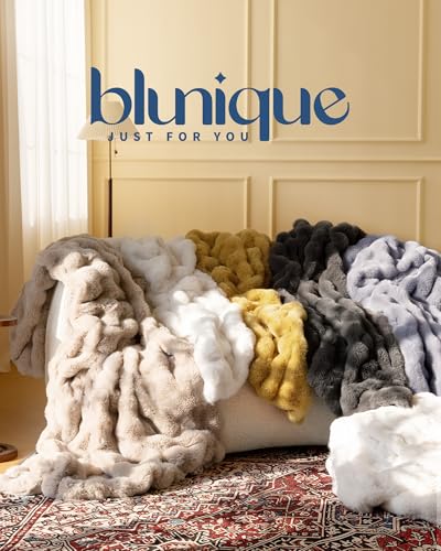 Ultra Soft Cozy Faux Fur Throw Blanket, Fuzzy Plush Thick Bubble Blanket, Luxury Fluffy Blanket for Couch, Sofa, Bedroom, and Living Room, 50x60 Inches, Cream White - color: Cream White, size: Throw(50" X 60")