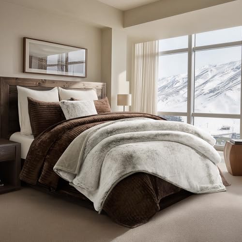 EverGrace Faux Chinchilla Fur Throw Blanket, 72"x90", Champagne Fawn - color: Champagne Fawn, size: 72"x90"