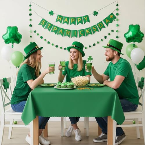 NatNarr 6 Pcs Green Tablecloths Plastic, Scalloped Rectangle Table Cloth - color: Green, size: 6 Pack