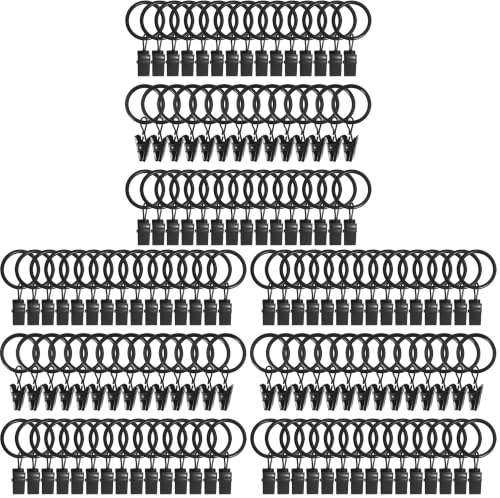 132 Pack Metal Curtain Rings with Clips, Drapery Clips with Rings, Drapes Rings 1 inch Inner Diameter, Fits Diameter 5/8 inch Curtain Rods, Black - color: Black, size: 1" I D 132 Pack