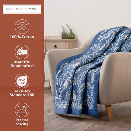 Maison d' Hermine Throw Blanket for Couch Lightweight Soft (50''X60'') - color: 028 - Feuillage - Air Force Blue, size: 50"x60"