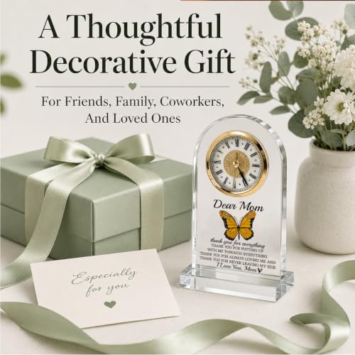 WKYAER Acrylic Desk Clock for Mom, Sentimental Keepsake with Heartfelt Message, Thank You Mom for Everything, Family Appreciation Gift, Mother's Day Birthday Gift from Daughter, 4.3 x 7.8 in - color: Gift 17