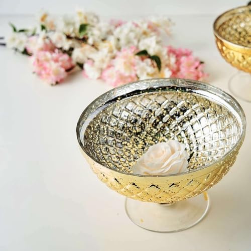 Efavormart 8" Mercury Glass Compote Vase, Pedestal Bowl for Wedding Floral Centerpiece Home Decor - Gold - color: Type5