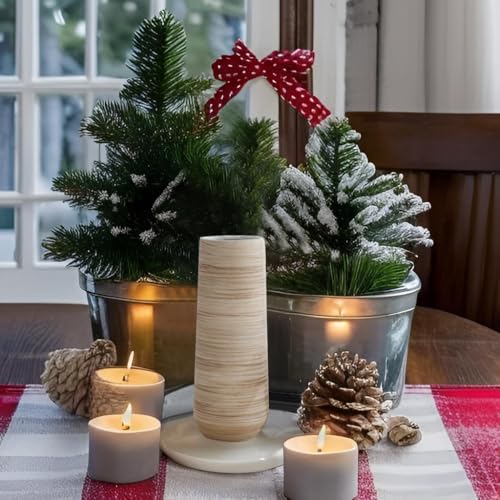 ALMA 9" White Flower Vase, Small Table Vase for Pampas Grass - color: Cylindrical-white-9''