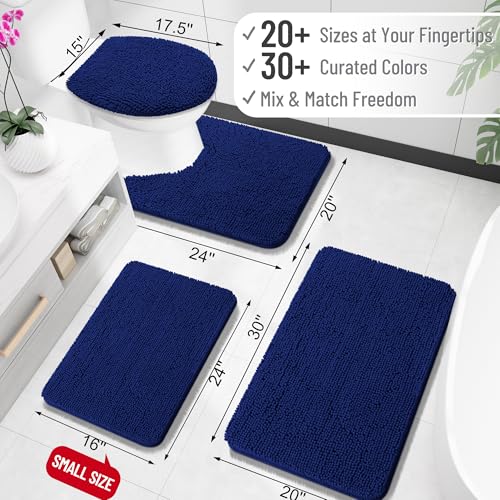 OLANLY Toilet Rugs U-Shaped 20x20, Soft Absorbent Chenille Contour Rugs - color: Navy, size: 20" X 20" Contour Rug