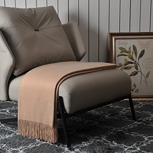 EP Mode 100% Pure Cashmere Throw Blanket for Sofa, Rugby Tan - color: Rugby Tan