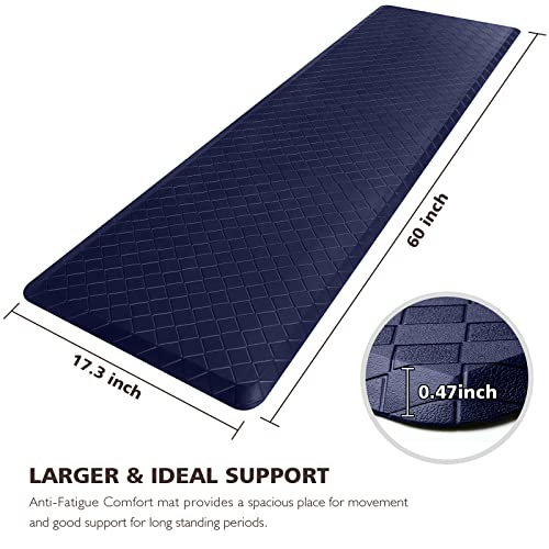 HappyTrends Kitchen Mats for Floor Cushioned Anti-Fatigue Kitchen Rugs - color: Blue, size: 60"L x 17.3"W x 0.5"Th
