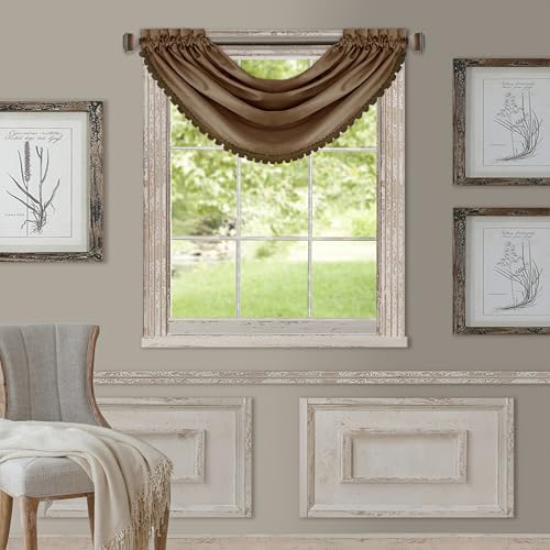 All Seasons Waterfall Window Valance, Antique Gold - 52"W x 36"L - color: Antique Gold