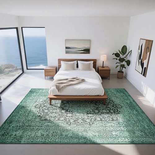 8x10 Green Washable Area Rugs for Living Room,Bedroom,Dining Room,Playroom - color: Dark Green-green-black-light Green, size: 8' x 10' (Rectangular)
