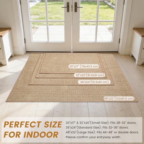 SMILOOL Front Door Mat Indoor Entrance, 17" x 30" Non-Slip Inside Door Mats for Entryway, Dirt Resistant and Absorbent Washable Doormat, Low Profile Entry Way Doormats, Floor Mats for House, Beige - color: Beige, size: 17x30 inch