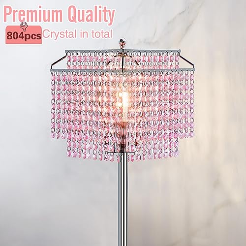 Luvkczc Pink Crystal Floor Lamp, 64" Tall Standing Lamps - color: Pink