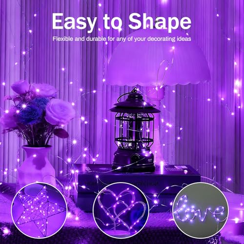 8 Pcs Purple Fairy Lights Waterproof 7Ft 20LED String Light - color: Purple, size: 8 PCS