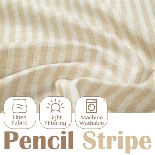 jinchan Linen Boxter Stripe Valances for Window 50 x 16 inch,Beige,1 Panel - color: Boxter Stripe | Beige on Linen, size: 50"W x 16"L (Pack of 1)