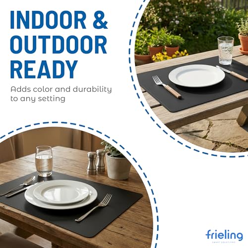 Frieling – Davanti By Frieling – Everyday Rectangular Placemat – Novo Cuero Black - Black, Set of 6 - color: Novo Cuero Black