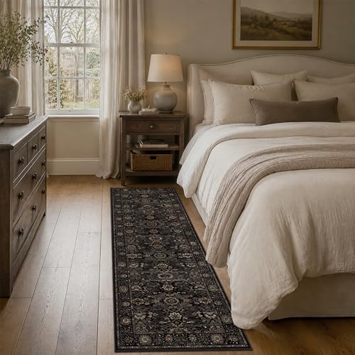 Zeeinx 2x6 Washable Runner Rugs for Hallway Kitchen Runner Rug Black Gold - color: Black Gold, size: 2'*6'(Runner)