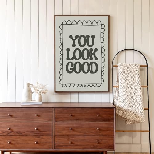 Trendy Wall Art You Look Good Poster Inspirational Wall Art Positive Affirmations Quotes Poster Motivational Canvas Painting Decor Minimalist Canvas Print for Home Office Classroom -16" x 24" UNFRAMED - color: You Look Good