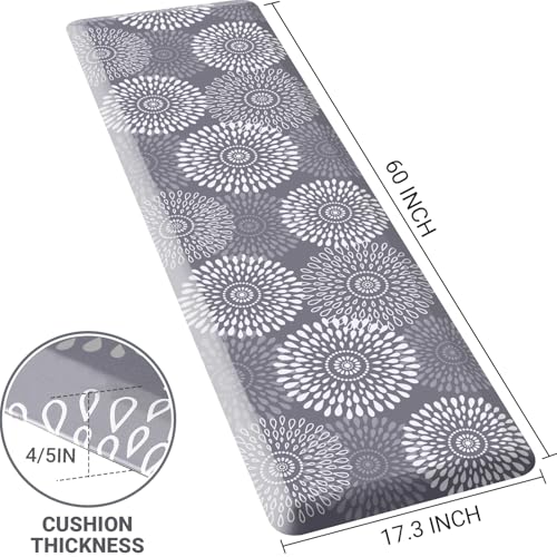 Kitchen Mat Water-Resistant Kitchen Rugs Cushioned Anti-Fatigue Floor Mat - color: Grey, size: 60"L x 17.3"W x 0.8"Th