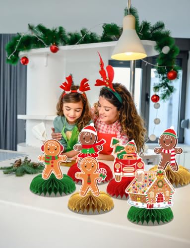 Gingerbread Centerpieces for Tables, 9Pcs Christmas Table Decorations - style: Christmas